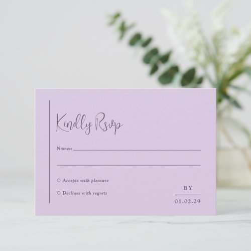 Minimal Geometric Lavender Modern Wedding RSVP Card