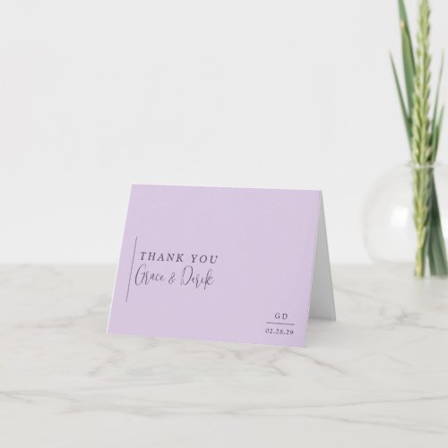 Minimal Geometric Lavender Modern Wedding Thank You Card