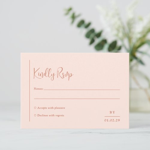 Minimal Geometric Peach Modern Wedding RSVP Card