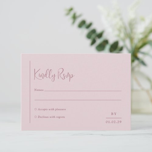 Minimal Geometric Pink Modern Wedding RSVP Card