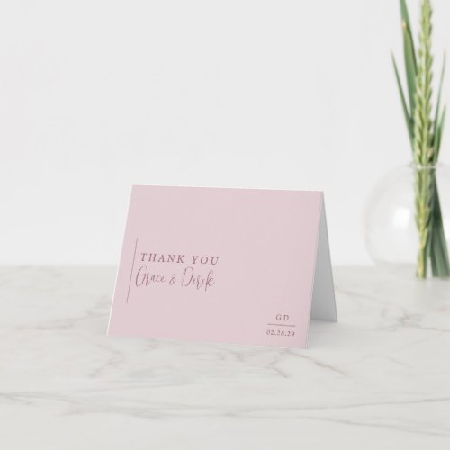 Minimal Geometric Pink Modern Wedding Thank You Card