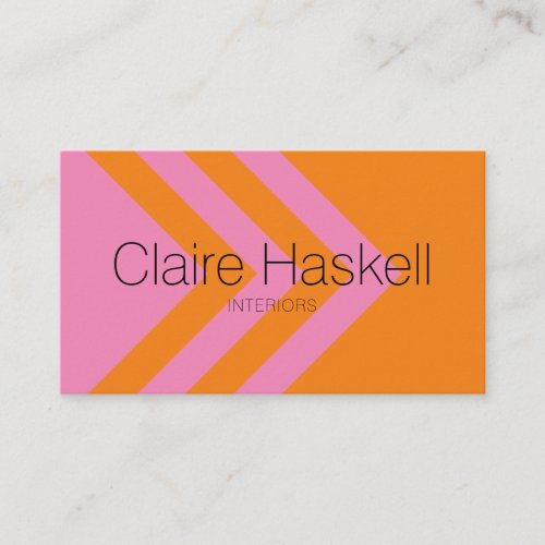 Minimal Geometric Social Media Icons Orange Pink Business Card