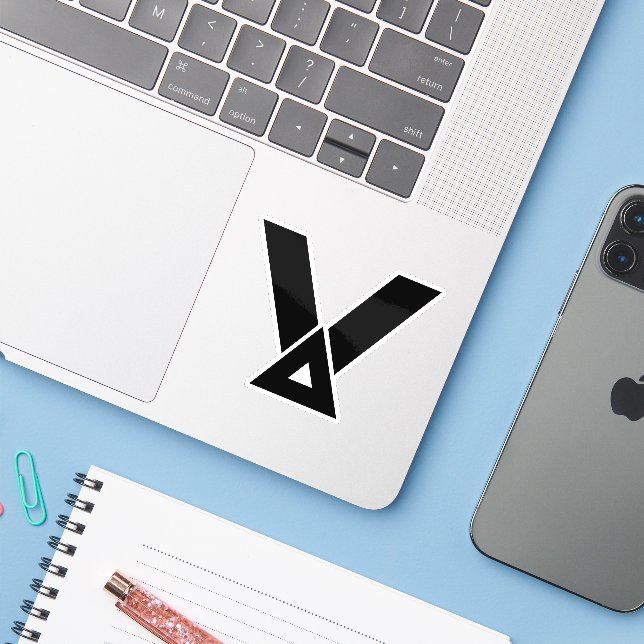 Minimal Geometric Triangle Letter V Sticker (Laptop w/ iPhone)