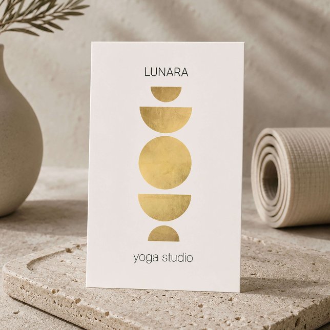 Minimal Geometric Yoga Studio Ivory Business Card (Creator Uploaded)