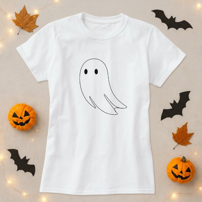 Minimal Ghost Outline Halloween T-Shirt (Creator Uploaded)
