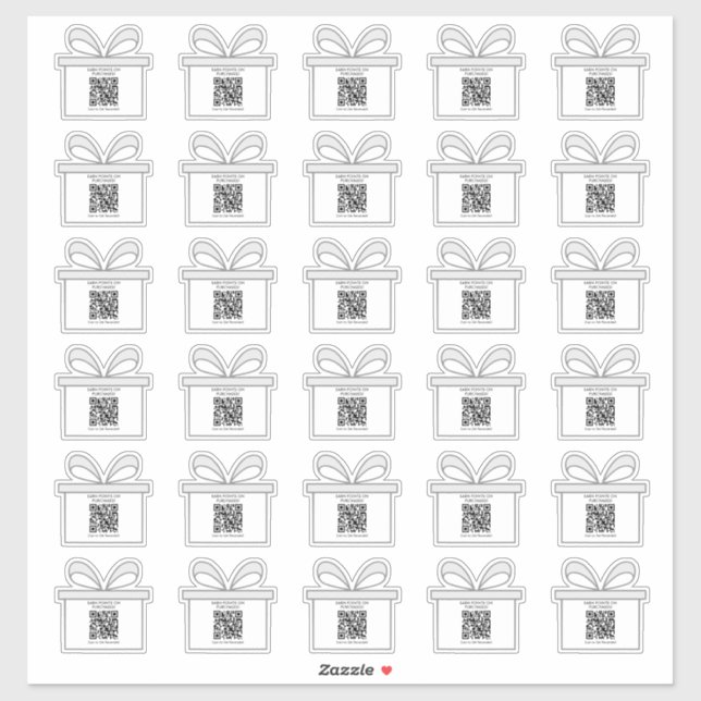 Minimal Gift Box Theme QR Code Business Stickers (Sheet)