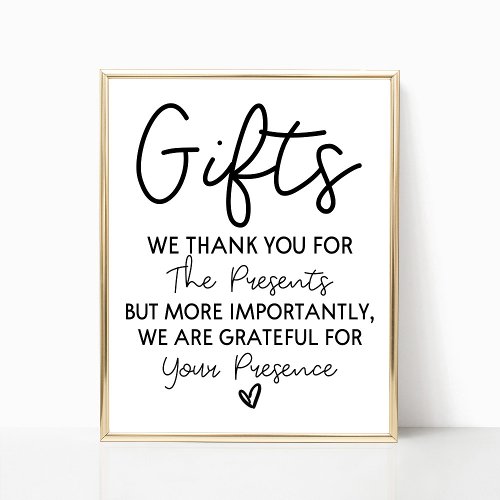 Minimal Gift Table Sign for Wedding Bridal Shower 