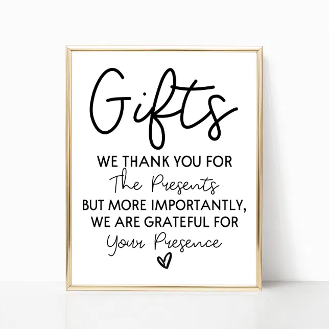 Minimal Gift Table Sign For Wedding Bridal Shower 