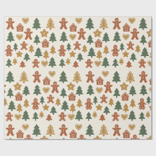 Minimal Gingerbread Pattern Wrapping Paper