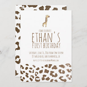 Minimal Giraffe Themed Birthday Invitation