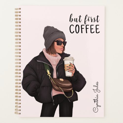 Minimal Girl Boss  But First Coffee Lover Pink  Planner