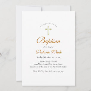 Minimal Girls Baptism Invitations