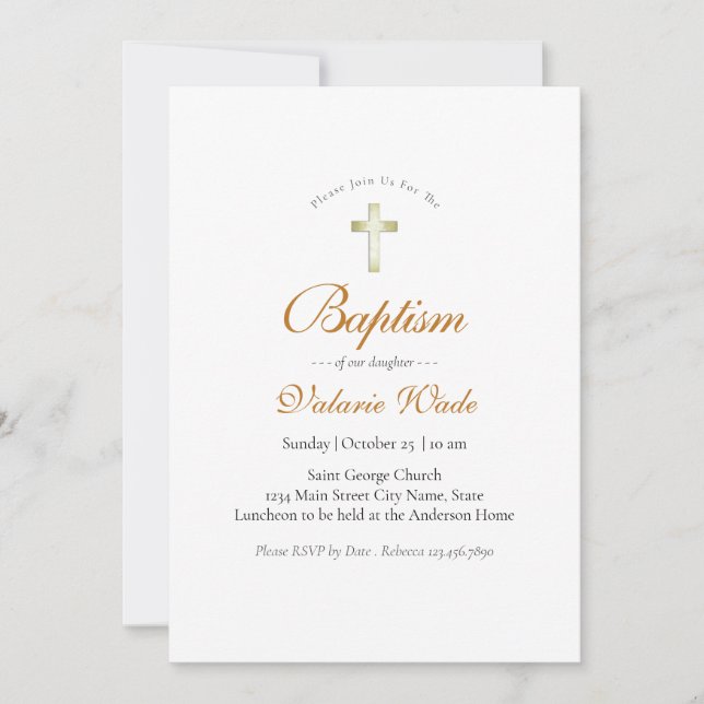 Minimal Girls Baptism Invitations (Front)