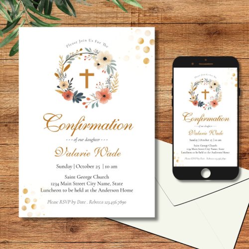 Minimal Girls Confirmation Invitations