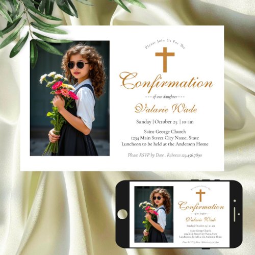Minimal Girls Photo Confirmation Invitations