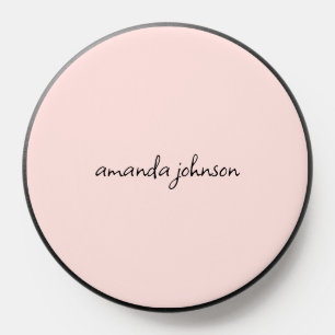 Minimal Girly Light Pink Monogram Full Name PopSocket