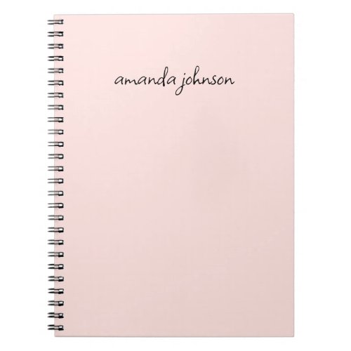 Minimal Girly Simple Light Pink Full Name Monogram Notebook
