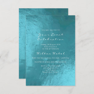 Minimal Glass Water Ocean Blue Aqua Invitation