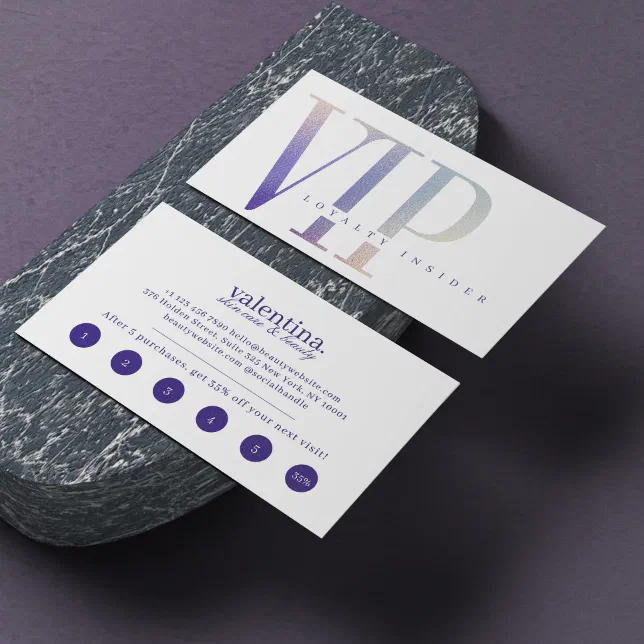 Minimal Glitter & Luxury Shine Purple VIP Loyalty Card | Zazzle