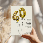 Minimal Gold 40 Balloon 40th Birthday Party Invitation<br><div class="desc">Invite friends and family to a 40th birthday party with this minimalist design. Featuring gold helium number 40 balloons on a classic white background and a simple modern template that is easy to customize with your own event details.</div>