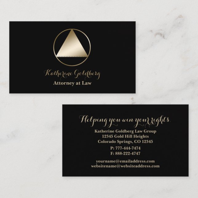 Minimal Gold and Black Attorney Business Card (Front/Back)