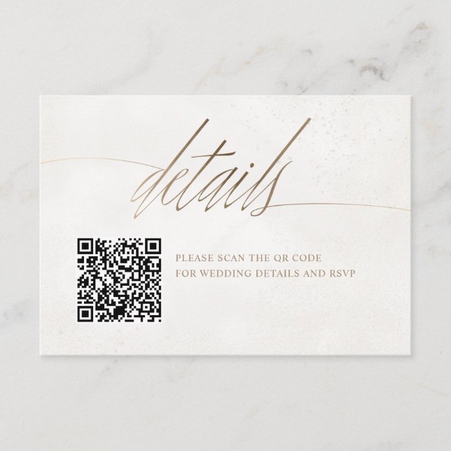 Minimal Gold & Beige QR Code Wedding Enclosure Card (Front)