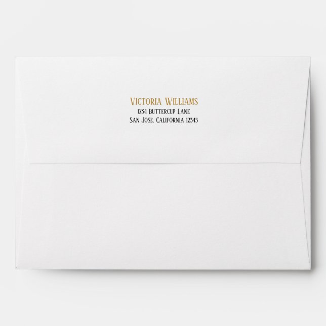 Minimal Gold Black Name Address Wedding Envelope (Back (Top Flap))