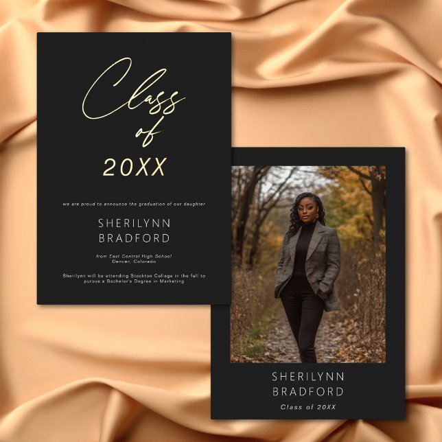 Minimal Gold Black & White Graduation Announcement (Minimal Gold Black & White Graduation Announcement)