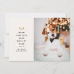 Minimal Gold Bow Cute Saying Pet Christmas Photo Holiday Card