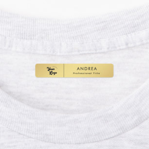 Minimal Gold Business Company Logo Employee Name Kids' Labels