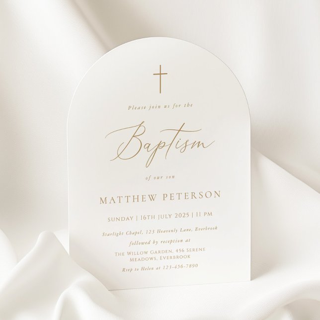Minimal Gold Calligraphy Baptism Invitation (Creator Uploaded)