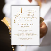 Minimal Gold Cross Religious First Communion