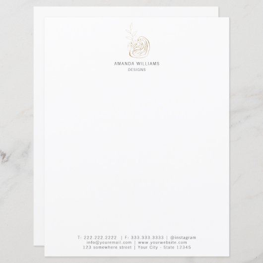 Minimal Gold Designer Abstract Letterhead Design (Front/Back)