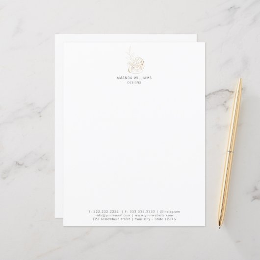 Minimal Gold Designer Abstract Letterhead Design (Front/Back In Situ)