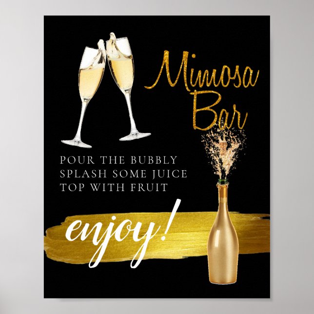 Minimal Gold Elegant Bridal Brunch Mimosa Bar Sign (Front)