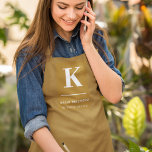 Minimal Gold Elegant Sophisticated Luxe Monogram Apron<br><div class="desc">A minimalist vertical design in an elegant style with a gold feature color and large typographic initial monogram. The text can easily be customized for a design as unique as you are!</div>