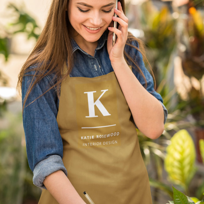 Minimal Gold Elegant Sophisticated Luxe Monogram Apron