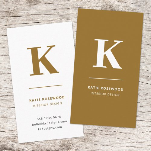 Minimal Gold Elegant Sophisticated Luxe Monogram Business Card