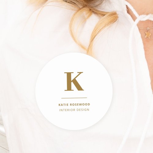 Minimal Gold Elegant Sophisticated Luxe Monogram Name Tag