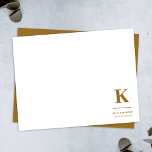 Minimal Gold Elegant Sophisticated Luxe Monogram Note Card