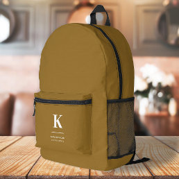 Minimal Gold Elegant Sophisticated Luxe Monogram Printed Backpack