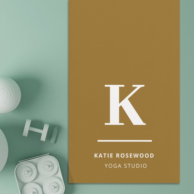 Minimal Gold Elegant Sophisticated Luxe Monogram Yoga Mat (Creator Uploaded)