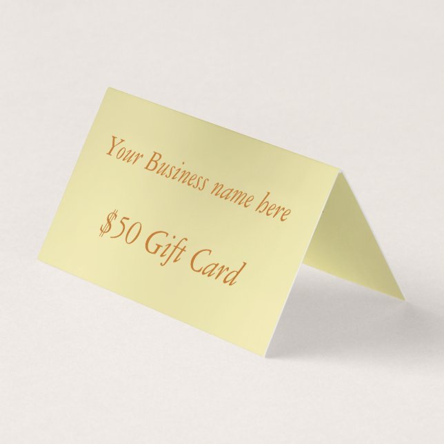 Minimal Gold Fifty Dollar Folded Gift Card (Front)