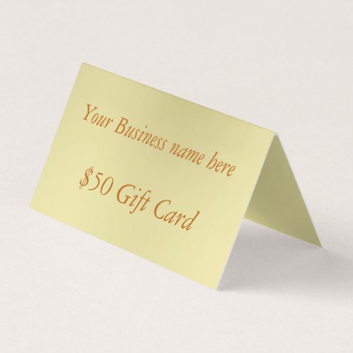 Minimal Gold Fifty Dollar Folded Gift Card