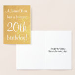 [ Thumbnail: Minimal Gold Foil 20th Birthday Greeting Card ]