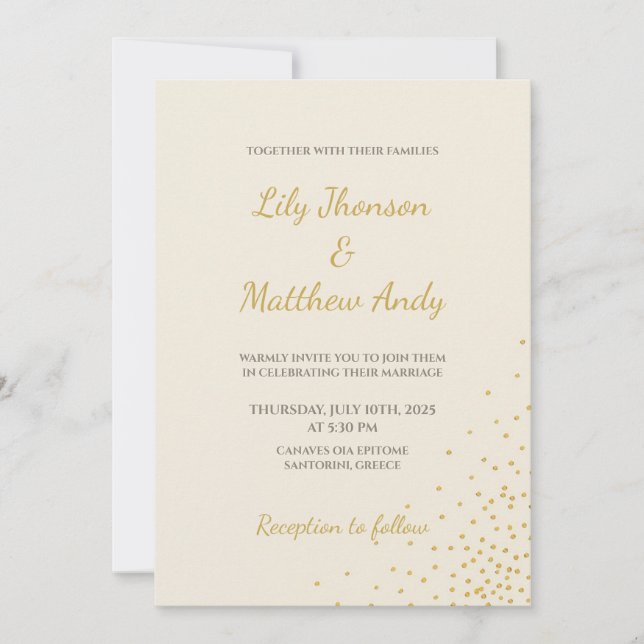 Minimal Gold Foil Dot Wedding Invitation (Front)