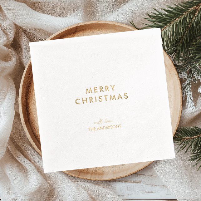 Minimal Gold Foil Merry Christmas Napkins (Creator Uploaded)