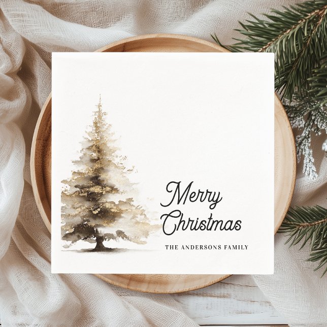 Minimal Gold Foil “Merry Christmas”  Napkins (Creator Uploaded)