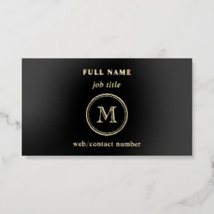 Minimal Gold Foil Single Sided Monogram Logo Business Cards