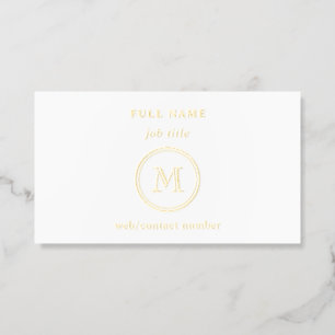 Minimal Gold Foil Single Sided Monogram Logo Business Cards